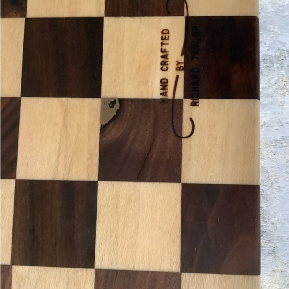 Handcrafted Artist Signed Checker/Chess Board - Picture 3 of 3